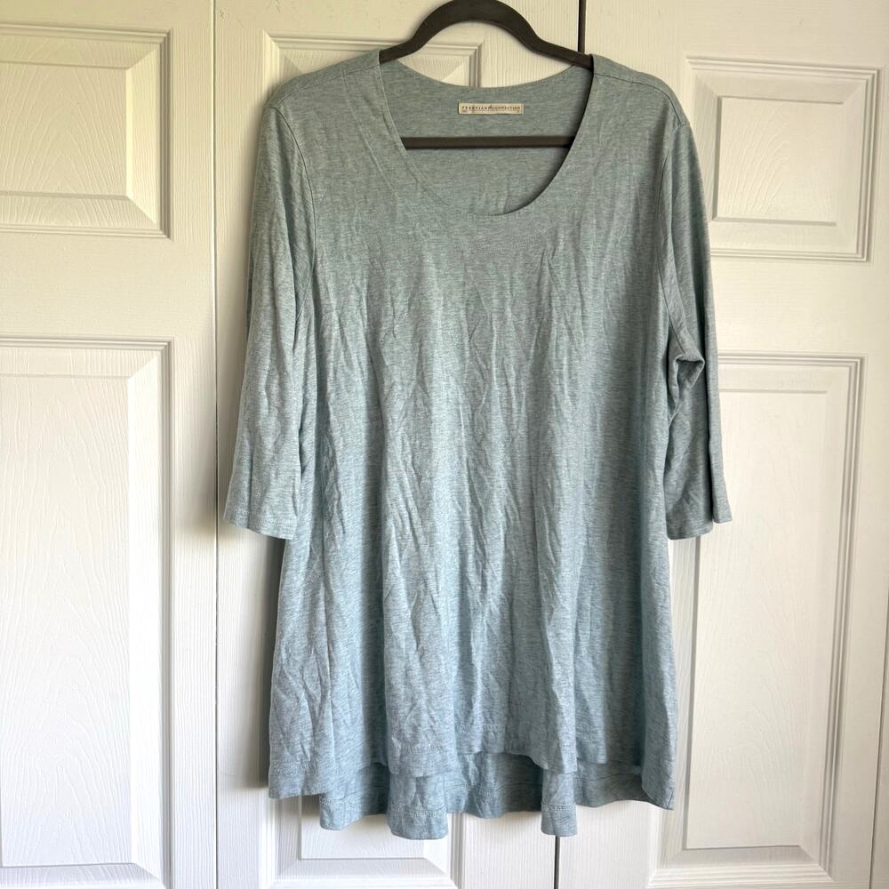 Peruvian Connection Tunic Blouse Light Blue Casual Base Layer Cotton Modal Sz XL